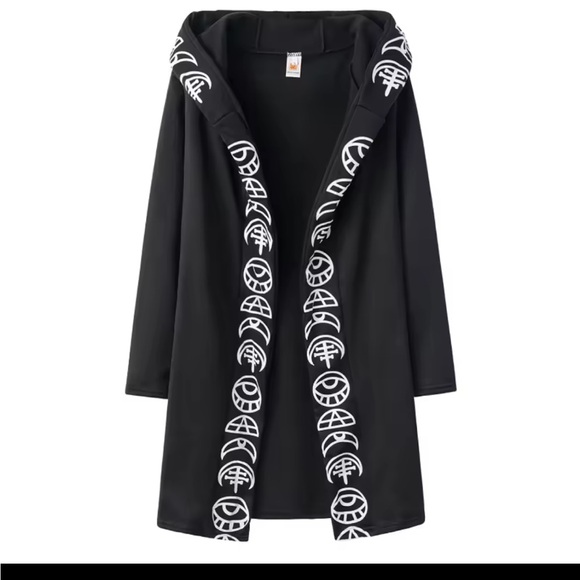 Other - Black Hooded Cardigan with White Symbols